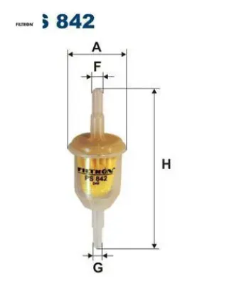 Şeffaf benzin ara filtre küçük tip üniversal ps842 fıltron 7700544588/ 82425649/ 251201511d resmi