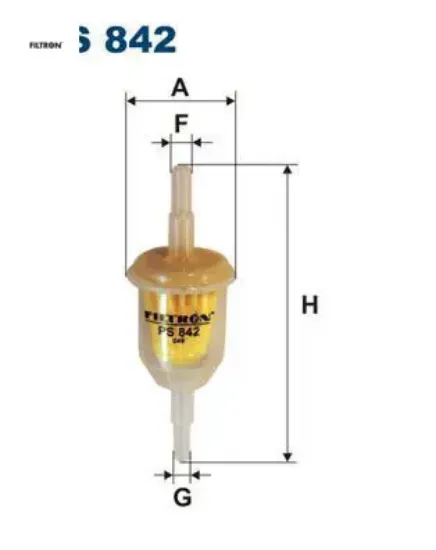 Şeffaf benzin ara filtre küçük tip üniversal ps842 fıltron 7700544588/ 82425649/ 251201511d resmi