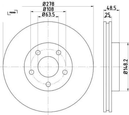 Ön fren aynası adet focus 04-12 cmax 07-10 s40 06-10 c30 10-12 c70 06-13 v50 05-12 278x25x5dlxhvlı frendı av611125bb/ 7m511125bb/ 1520297 resmi