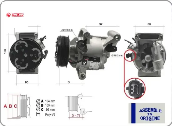 Kompresör dacıa duster ıı 18> sandero ıı 17> logan ıı mcv 17> 1.5 dci gua 926005154r/ 926004475r resmi