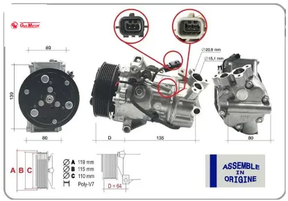 Klima kompresörü sıfır ürün renault clıo v 19 captur ıı 20 1.2 tce 1.0 sce 1.3tce nissan juke 1.2 gua 926008955r/ 9260000q0l/ 9260000q1a resmi