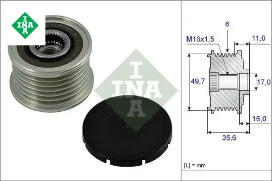 Alternator kasnagı w202 w203 cl203 c209 w210 w461 w163 w220 w638 w639 b901 b904 ına a6111550415 resmi