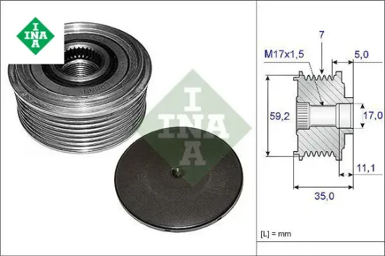 Alternatör kasnağı rulmanlı transit 2.4 tdcı 00-06 alternatör oem no için: 2c1t10300ba ına 1498518/ 4461712/ r2c1t10300ba resmi