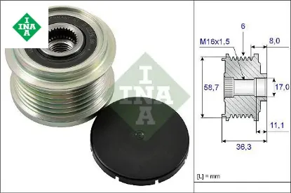 Alternatör kasnağı rulmanlı ducato-boxer-jumper-transit tourneo 2.2hdi-2.2tdci alt 0121615002 ına cc1t10300bd/ 77364082/ bk2t10300db resmi