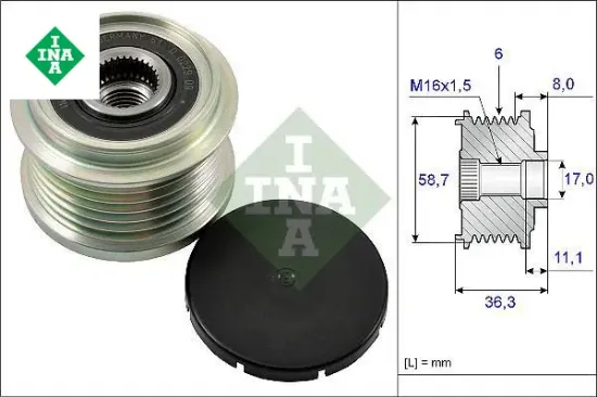 Alternatör kasnağı rulmanlı ducato-boxer-jumper-transit tourneo 2.2hdi-2.2tdci alt 0121615002 ına cc1t10300bd/ 77364082/ bk2t10300db resmi