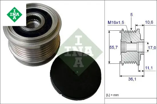 Alternatör kasnağı volvo s40 2.4 t5 04-12 c30 2.4 t5 06-12 c70 2.4 t5 06-09 v40 13 > v50 07> ına 30667980 resmi