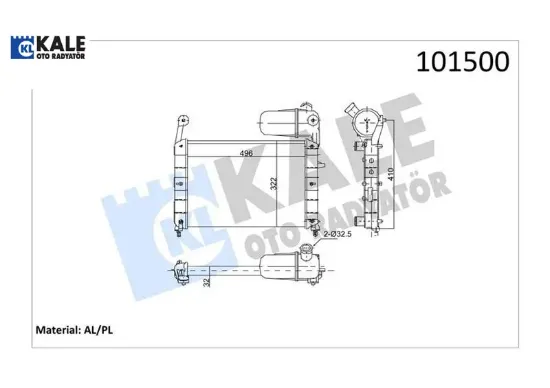 Radyatör tmpr-tıpo mek klimasız 496x322x23 2 sıra al pl sistem kale radyatör 7732873/ 7632018/ 46425435 resmi
