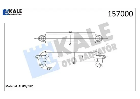 Turbo radyatörü ıntercooler doblo 1.9 jtd 01 500x70x85 al al sistem kale radyatör 51718953/ 46849068/ 46779532 resmi