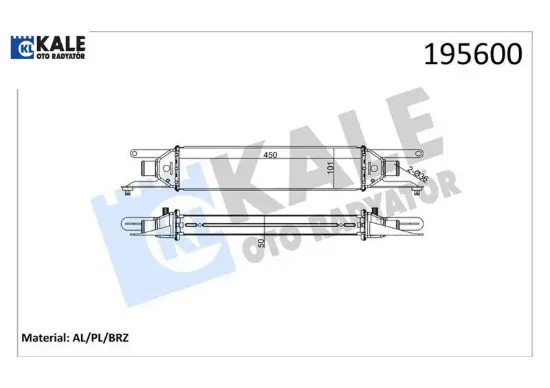 Turbo radyatörü ıntercooler lınea 1.3jtd 450x101x50 al al sistem kale radyatör 51785221 resmi