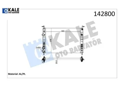 Radyatör palıo 1.2-albea 1.6 ac klimasız mek 530x379x22 2 sıra al pl sistem kale radyatör 46815887/ 46819261/ 46833511 resmi