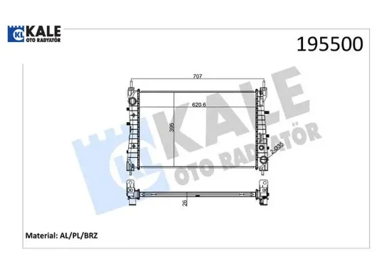 Radyatör lınea 1.3 jtd ac klimasız mek 621x395x26 1 sıra alb sistem kale radyatör 51785217/ 51852517 resmi