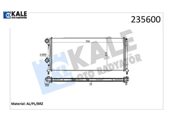 Radyatör doblo 1.9 jtd-1.3mtj mek ac klimasız 700x305x38 1 sıra alb sistem -46807378 kale radyatör 55174187/ 51779233/ 51861635 resmi