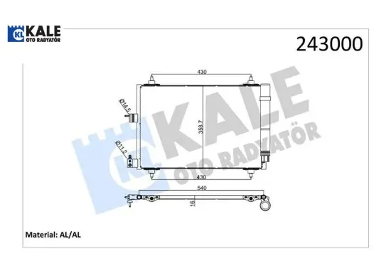 Klima kondenseri partner 02 berlıngo 02 xsara 00-05 1.9d-2.0hdı 364x16 kale radyatör 6455.At/ 6455.Y9/ 6455.Cv resmi