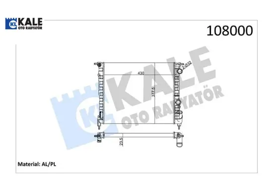 Radyatör normal r19 1400cc-1.6 karbüratörlü 2 sıra al pl sistem kale radyatör 7702253878/ 7700784038 resmi