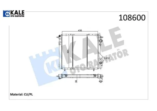 Radyatör r19 1.4 gtd-1.6 karbüratörlü 2 sıra cu pl sistem kale radyatör 7702253164/ 7702247652 resmi