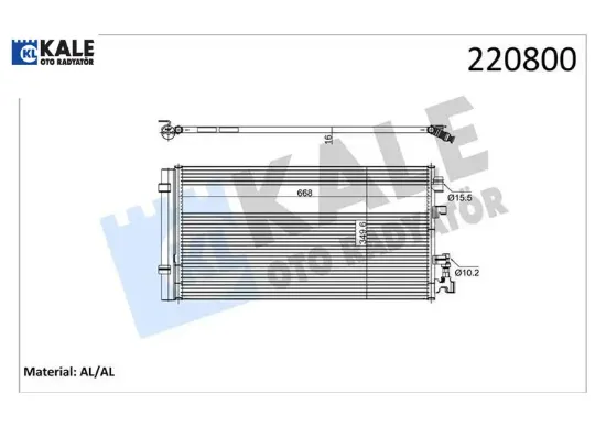 Klima kondanser radyatörü fluence 09 megane ııı 09 1.5dci 1.6 1.6dci 348x685x16 kale radyatör 921000005r/ 921100001r resmi