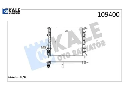 Radyatör clıo ıı-logan 04 kng 01 mgn 96 1.4-1.61.5d-1.9 klimasız mek 430x377.5x23 2 sıra al pl kale radyatör 7700838134/ 7700836301/ 7700436693 resmi