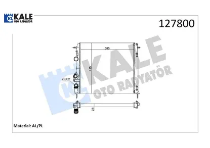 Radyatör mgn ı-scenıc 1.4-1.6-1.8-2.0 16v ac mek 585x414.5x23 kale radyatör 7700425842/ 7702258285/ 8200050512 resmi