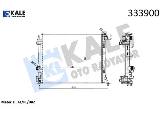 Radyatör mgn ıv 1.5dcı-1.6 dcı ac mek. Atom. Al pl brz kale radyatör 214102235r resmi