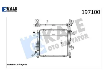 Radyatör twng 96 1.2 enj 16v ac mek otom 430x395x24 1 sıra alb sistem kale radyatör 7701045211/ 7701499801 resmi