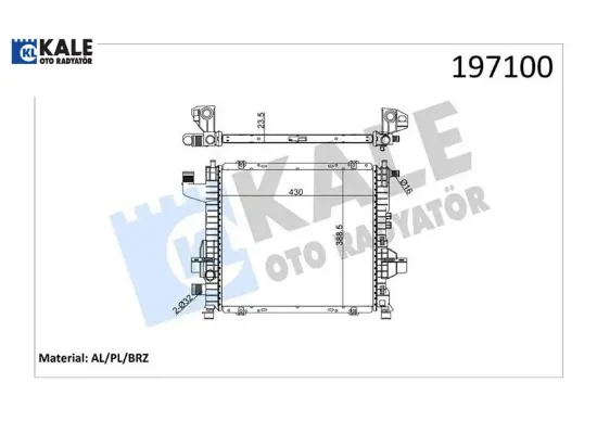 Radyatör twng 96 1.2 enj 16v ac mek otom 430x395x24 1 sıra alb sistem kale radyatör 7701045211/ 7701499801 resmi