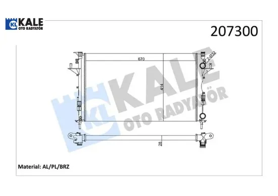 Radyatör lgn ıı 1.6-1.8-2.0-1.9 dcı ac mek otom 670x399x26 2 sıra al sistem kale radyatör 8200008764 resmi