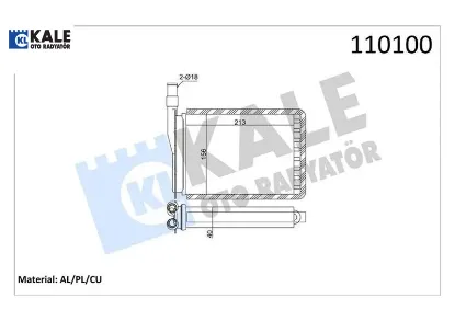 Kalorifer radyatörü r9-r11-exp 212x156 bakır/plastik 2 sıra cu pl sistem kale radyatör 7701027078 resmi