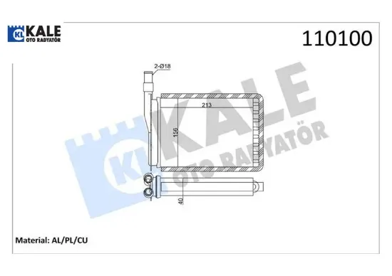 Kalorifer radyatörü r9-r11-exp 212x156 bakır/plastik 2 sıra cu pl sistem kale radyatör 7701027078 resmi