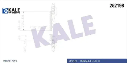 Kalorifer radyatörü clıo ıı 00 symbol ıı 08 234x158 2 sıra al pl sistem kale radyatör 7701044790/ 7701045552/ 7702258236 resmi