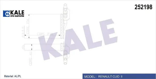 Kalorifer radyatörü clıo ıı 00 symbol ıı 08 234x158 2 sıra al pl sistem kale radyatör 7701044790/ 7701045552/ 7702258236 resmi