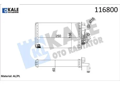 Kalorifer radyatörü tmpr 1.6-2.0 musluksuz 2 sıra al pl sistem kale radyatör 40572017 resmi