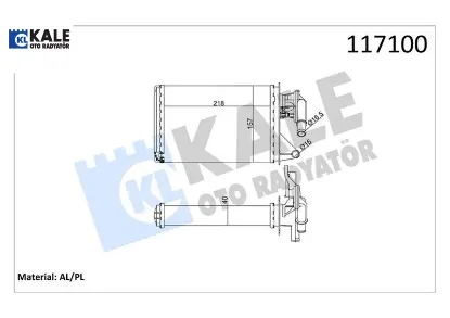 Kalorifer radyatörü uno 218x156.5x40 musluklu 2 sıra al pl sistem kale radyatör 40787031/ 5943154/ 7753630/ 7754055 resmi