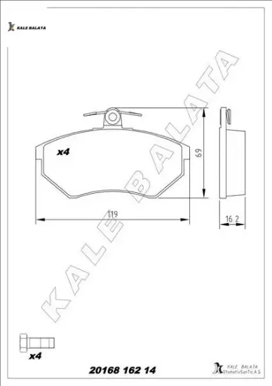 Balata ön ıbıza-cordoba 1.8-toledo ı 93-99 kale balata 8660004677/ 8671016619/ 357698151h resmi