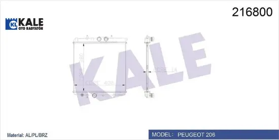 Radyatör 206 98 1.0-1.4-1.6 16v mek klimasız 415x380x25 kale radyatör 1330.37/ 9647511480/ 1333.12/ 1330.H2 resmi