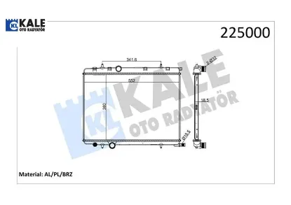 Radyatör brazing kalın tip 206 1.6i-1.4hdı 98 380x538x26 mek. Kale radyatör 9835996080/ 1331.Ls/ 1330.N7/ 1330.F4 resmi