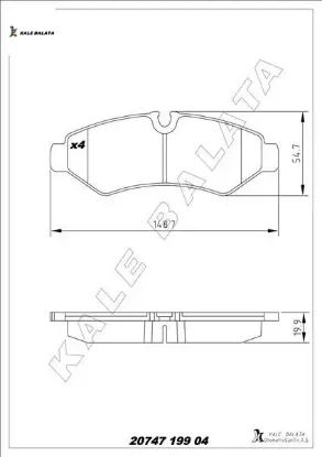 Fren balatası arka sprınter b907 b910 18 tek teker kale balata a9104203700 resmi