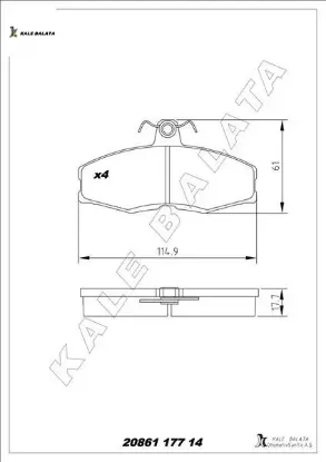 Balata ön sıerra hb-sw 82-87 kale balata 5018981/ 6117992/ 6137744 resmi