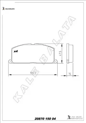 Balata ön camry-carına 13 - corolla-corona-celica 83-93 kale balata 0449112630/ 0449114050/ 0449116030 resmi