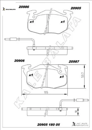 Ön balata r9-r11-r19 clıo-exp-106-206 gdb327 kale balata 7711130034/ 7701202711/ wva20905 resmi