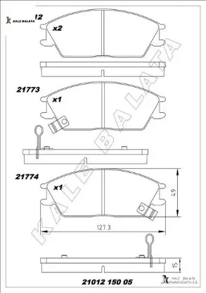 Balata ön accord ıı 1.6-1.8 83-85 kale balata 581011ca10/ 5810122a00/ 5810122a10 resmi
