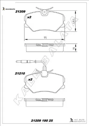Ön fren balatası corsa e 2014 14 jant arka kampanalı frenler için kale balata 95517028/ 1605280/ 95524972 resmi