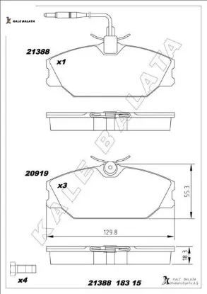 Balata ön 25-espace ıı-megane ı-laguna ı-scenıc-safrane ı-ıı-sport spider 93 - kale balata 32321800/ 6000008895/ 7701203730 resmi