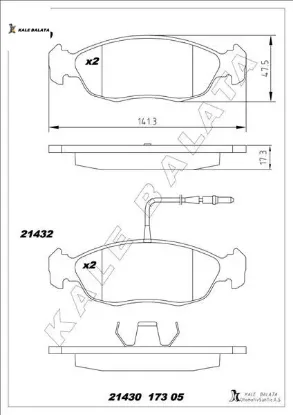 Ön balata fişsiz 306 93-01 xsara 2.0 16v 97-05 106-saxo 1.4-1.6 gdb1322 kale balata 4253.16/ 4251.03/ 4251.22/ 4254.50 resmi