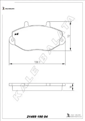On fren balatası transıt t15 93 00 kale 21469a0000kd11 kale balata 93vx2k021bb/ 1134159/ 6965580 resmi