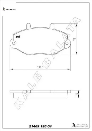 On fren balatası transıt t15 93 00 kale 21469a0000kd11 kale balata 93vx2k021bb/ 1134159/ 6965580 resmi
