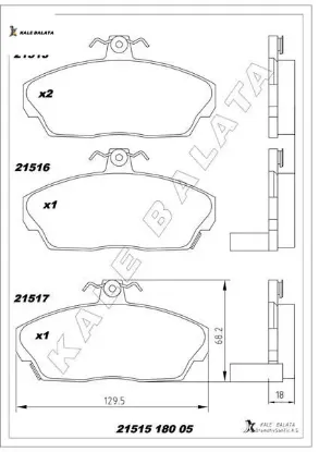 Ön fren balata cıvıc 1.6l d16 vtec vtı 01-05 / 1.6l d16a euro 96-99 kale balata 45022s6de51/ 45022s74e10/ 45022st3e30 resmi