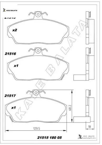 Ön fren balata cıvıc 1.6l d16 vtec vtı 01-05 / 1.6l d16a euro 96-99 kale balata 45022s6de51/ 45022s74e10/ 45022st3e30 resmi