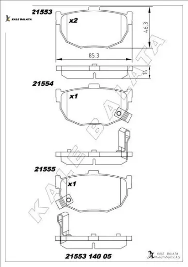 Balata arka coupe-elantra-lantra ı.ıı 01- kale balata 4406008e91/ 4406061e90/ 4406065e90 resmi