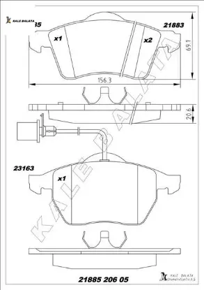 Ön balata üstten kulaklı golf7-a3-leon-octavıa 12 gdb 2080 146x57 kale balata 5q0698151c/ 5q0698151h/ 5q0698151e resmi