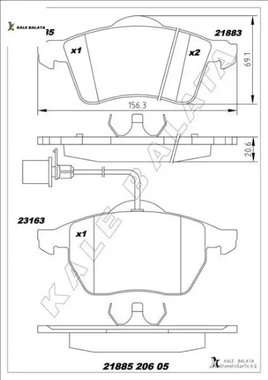Ön balata üstten kulaklı golf7-a3-leon-octavıa 12 gdb 2080 146x57 kale balata 5q0698151c/ 5q0698151h/ 5q0698151e resmi